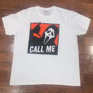Ghostface “Call Me” Men’s‎ White Graphic T‑Shirt XL